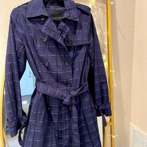 Banana Republic Navy Blue Plaid Trench Raincoat